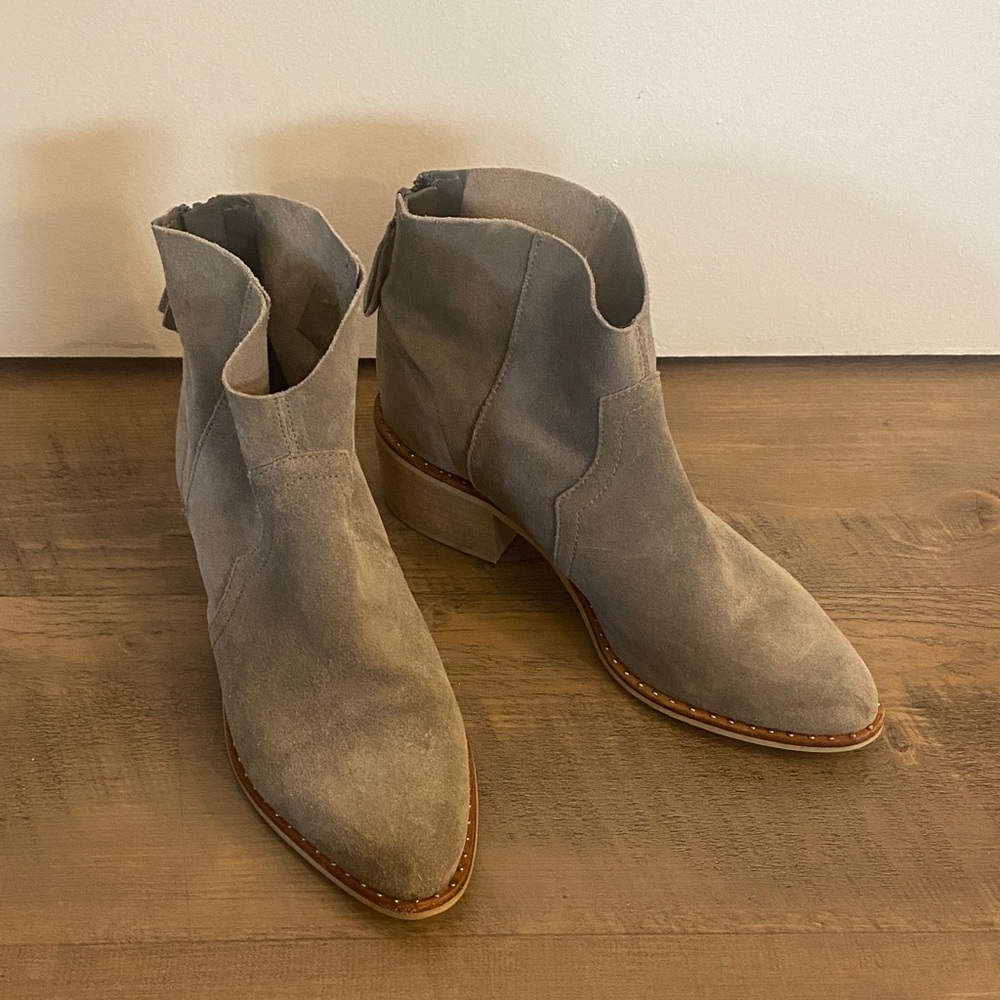 Crevo Gray Suede Ankle Boots
